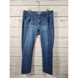 Demeanor Women's Blue Solid‎ Stretch Mid Rise Five Pockets Skinny Jeans Size 2X
